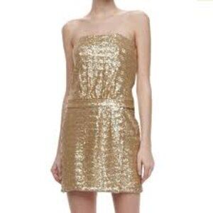 NWT Laundry By Shelli Segal Gold Sequin Mini Dress